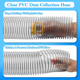 2-1/2" x 20' PVC Dust Collection Hose,2.5 Inch Dust Collector Hose,Dust Vacuum Hose Tube Pipe Flexible Clear PVC Fume Hose w/Carbon Steel Wire for Woodworking,Workshops,Dust Collectors