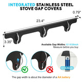 Stove Gap Covers - 2 Pack Stainless Steel Stove Gap Filler, Heat Resistant Oven Gap Filler - Length 23.4" Width 0.79", Spring Clip Design Non-Slip Stove Guard Between Stove Top & Counter - Black