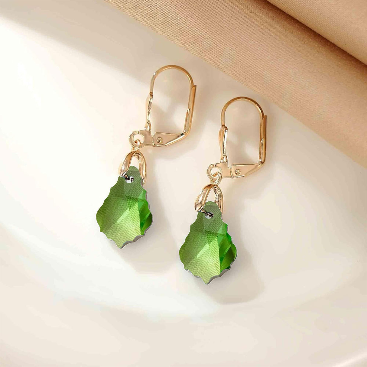 EVEVIC Austrian Crystal Baroque Drop Leverback Earrings for Women