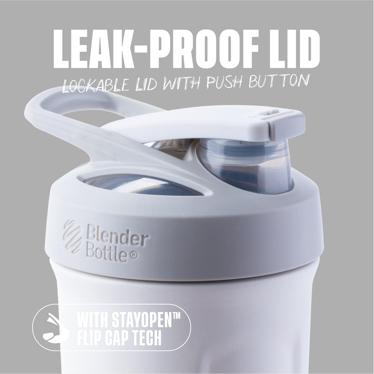 BlenderBottle Strada Shaker Cup Insulated Stainless Steel Water Bottle with Wire Whisk, 24-Ounce, White