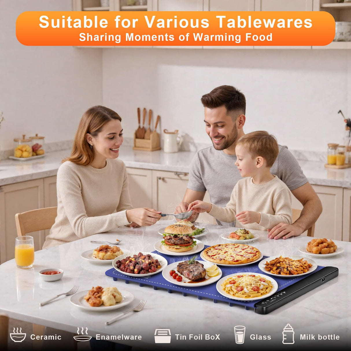Warming Mat for Food,Food Warming Trays with 4 Temperature Levels - 8-Second Fast Heating Electric Warmer for Buffet, Parties and Holiday Gifts