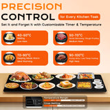Electric Warming Mat for Food 32" x 12", Tempered Glass Top,Food Warmer Tray for Countertop, Parties Buffet,Gatherings,Adjustable 104–212°F with 1–12h Timer,Built-in Thermostat & Overheat Protection