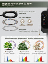 GLOWRIUM 48W LED Dual-Head Grow Light for Indoor Plants, 23.5-71" Adjustable Height, 3-Growing Full Spectrum for Tall Plant Light, 3/9/12/16H Timer, 6-Level Dimming, Ideal for Large Tall Plants