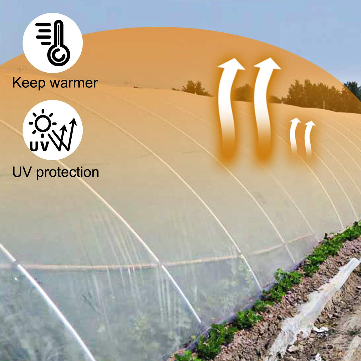 VEVOR Greenhouse Plastic Sheeting 8 x 25 ft, 6 Mil Thickness UV Resistant Clear Polyethylene Film, Hoop Green House Cover for Farms, Agriculture, Garden
