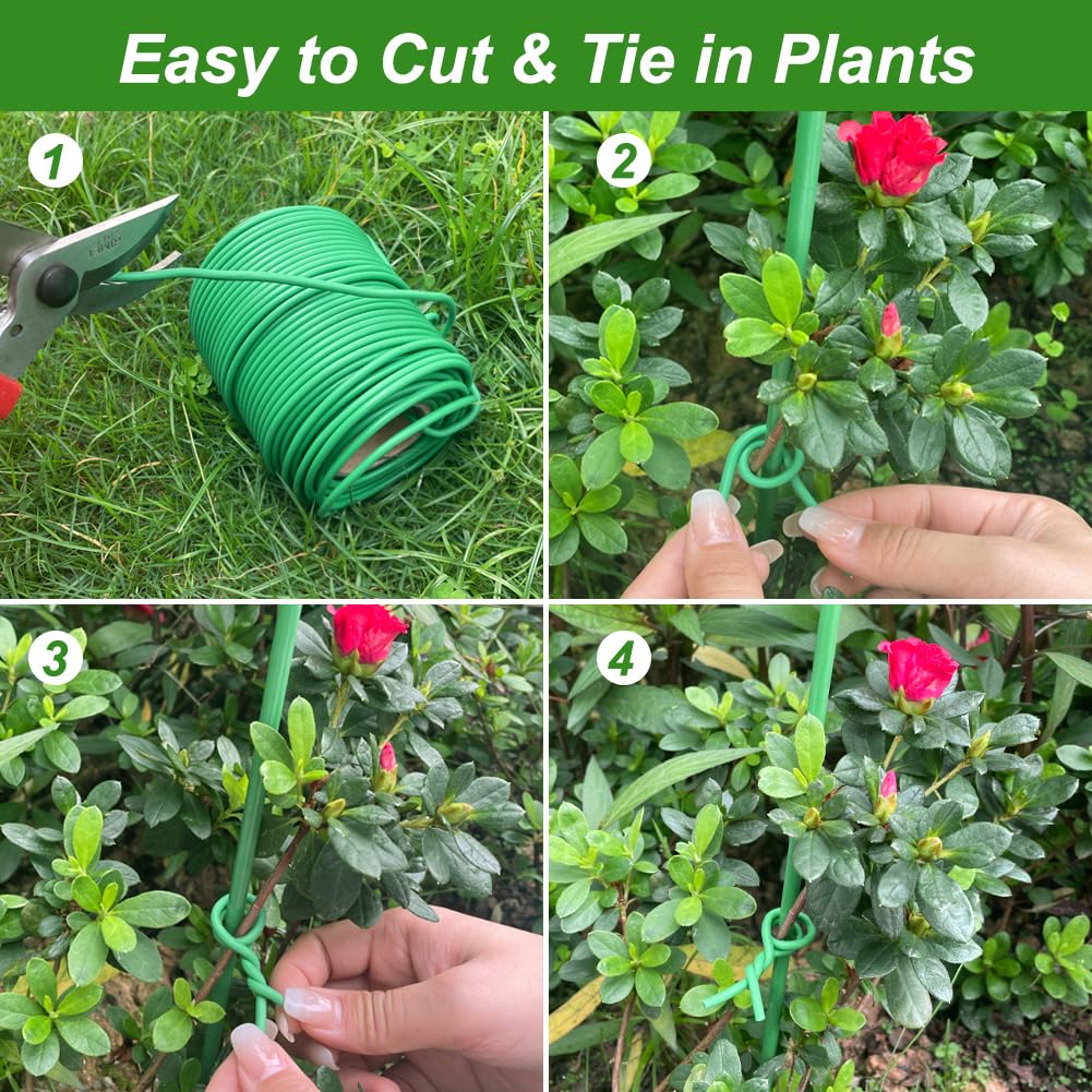 Shintop 3.5mm Plant Ties, 164ft Green Garden Wire for Climbing Plants