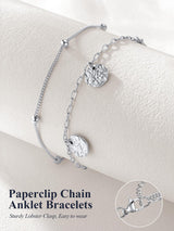 U7 Silver Anklets for Women Lightweight, Stainless Steel Ankle Bracelets Silver Layered Chain Anklet for Women Waterproof