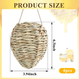 4 Pack Fake Wasp Nest Decoy, Woven Reed Wasp Hornet Decoys, Waterproof Faux Hornets Nest, Outdoor Hanging Decoration for Patio, Garden, Eaves