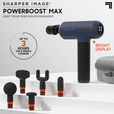 Sharper Image Powerboost Max Massage Gun - 6 Attachments, 7 Speeds, Quiet Motor| Deep Tissue Percussion Massager| Handheld Massage Tool for Back Shoulder Legs Full Body| Muscle Recovery & Pain Relief