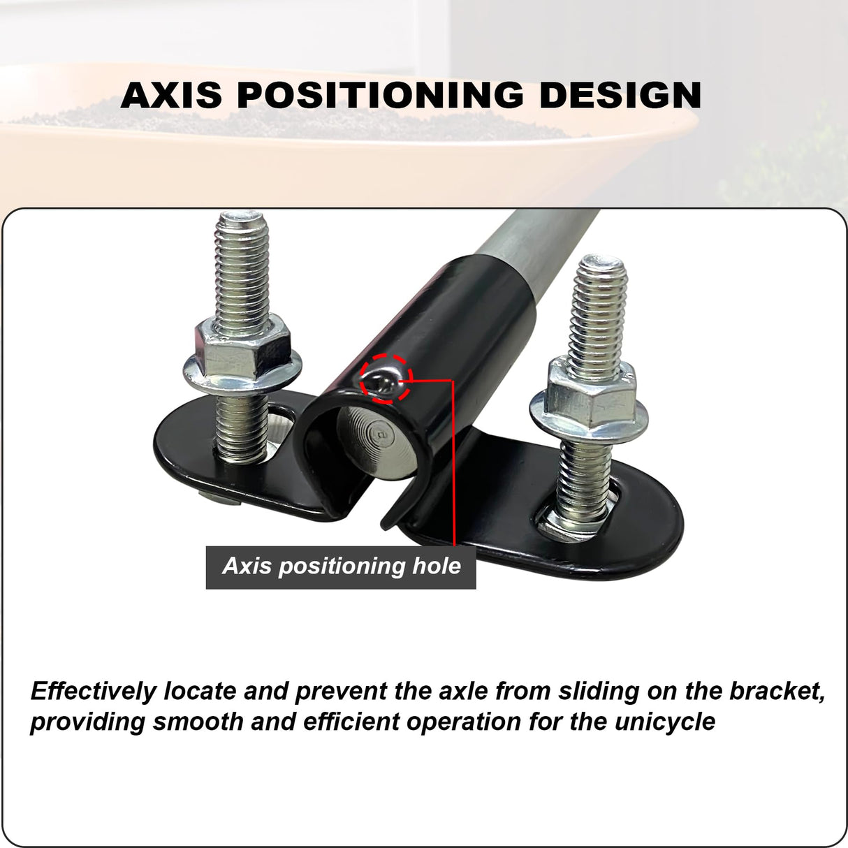 Wheelbarrow Axle Bracket Set, Compatible with 5/8" Hole Wheelbarrow Axles Heavy-Duty Wheelbarrows Spare Parts 10 inch Wheelbarrows axles and 3.3 x 2.1 inch Brackets, Bolts and Nuts and POM spacers