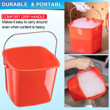 Zhehao 6 Pcs 3 Quart Bucket for Cleaning Small Sanitizer Bucket for Restaurant Square Plastic Pail with Handles for Home, Offices, Commercial Use, Food Service(Red)