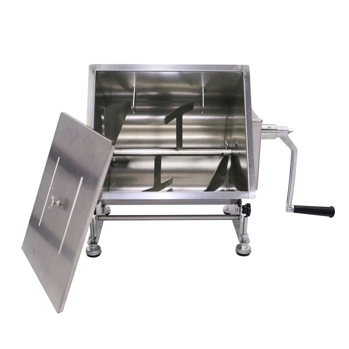 Commercial Stainless Steel 60-Pound/30-Liter Capacity Tilt Tank Manual Meat Mixers,(Mixing Maximum 45-Pound for Meat),Sausage Mixer Machine Meat Processing Equipment, Silver, FME30T