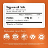 Immortal Herbs Pure Diosmin 1000mg Complex Formula, 150 Capsules, Citrus Bioflavonoids Rich Fruit Extract, 100% Vegetarian, Non-GMO & Gluten Free Diosmin Supplement