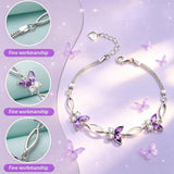 Nieboa S925 Sterling Silver Purple Butterfly Bracelets for Women,Anniversary Jewelry Gift for Women Mother Wife friend(Purple)