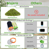 Seed Sprouting Jar Kit with Mung Beans 2.9oz, 2 Large Wide Mouth Mason Jars with Sprouting Lids, Blackout Sleeves, Drain Tray, Sprouts Growing Kit for Growing Bean, Alfalfa, Radish Sprout Seeds