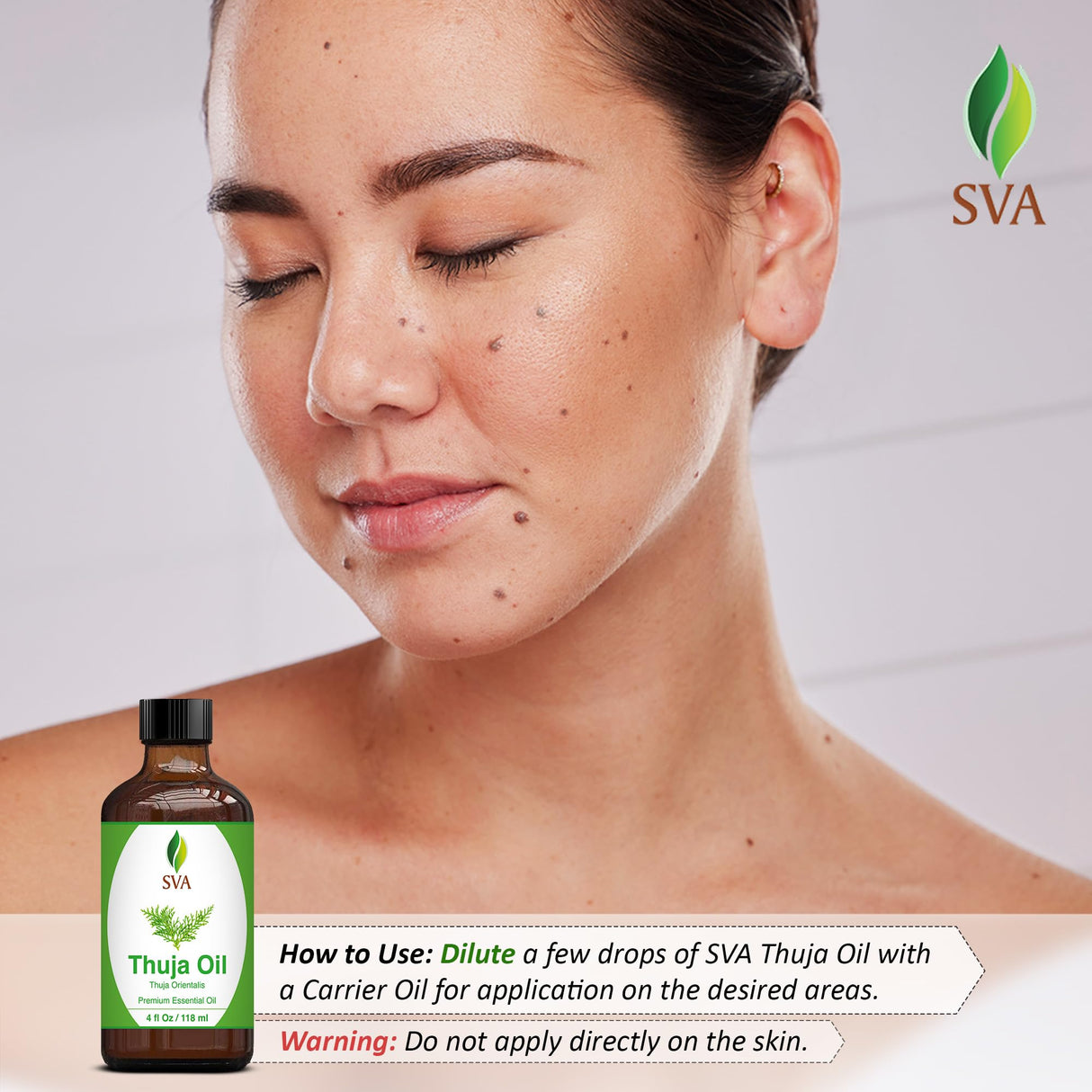 SVA Thuja Essential Oil – 4 Fl Oz – 100% Natural Thuja Oil - for Diffuser, Hair Care, Face, Skin Care, Aromatherapy, Scalp and Body Massage, Soap and Candle Making – with Dropper