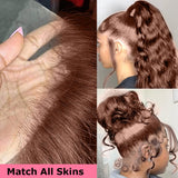 200% Density 13x4 Auburn Brown Body Wave Lace FrontWigs Chestnut Brown Colored Human HairWigs For WomenHD Transparent Lace FrontWig Human Hairwith Baby Hair(24 Inch,13x4 BrownLace Front Wig HumanHair)