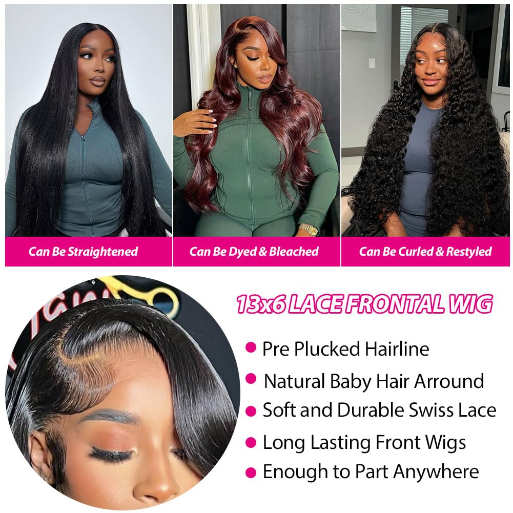 ANNELBEL 250% Density 30 Inch 13x6 Lace Front Wigs Human Hair Body Wave HD Transparent Lace Frontal Human Hair Wigs 12A Grade Glueless Wigs Human Hair for Women Natural Black