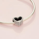 PANDORA Beaded Open Heart Charm - Romantic Heart Jewelry Gift with Gift Box - Textured Beaded Silhouette - Compatible with PANDORA Moments Bracelets - Sterling Silver