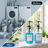 2 Pcs Glass Liquid Laundry Detergent Dispenser with Cup Holders, Half Gallon Dispenser for Laundry Room (64 oz. Each), Laundry Detergent Bottles with Pump Dispenser - (Black Pumps)