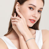 MDFUN 18k White Gold Plated CZ Tennis Bracelet, 4MM Cubic Zirconia Charm Bracelet for Women Men (7.0" tennis bracelet)