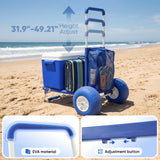 Sekey Beach Wagon with 12" Big Wheels for Sand, Heavy Duty Collapsible Beach Cart with Balloon Tires, Foldable Utility Sand Wagon for Outdoor Camping, Fishing & Groceries. Blue