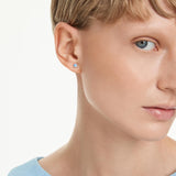 Swarovski Stilla Attract stud earrings, Round cut, Blue, Rhodium finish