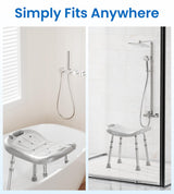 HOMLAND Shower Chair for Inside Shower, FSA/HSA Eligible, Adjustable Shower Stool with Strong Non-Slip Feet, 350 lbs Shower Seat for Inside Tub, Bench Bath Chair for Elderly and Disabled, Grey