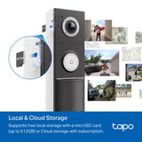 Tapo 2K+ Wired or Battery Powered Smart Video Doorbell with Chime - 180° Field of View, Person/Vehicle/Package Detection, Ring Call, 2-Way Audio, Subscription-Free Local Storage or Optional Cloud,D225