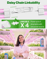 Sunco 3ft Grow Light LED, 30W, Full Spectrum, for Seed Starting, Seedling, Indoor Plants, Plug in Suspended Fixture, Link Up to 5, Inline Switch, UL/ETL 4 Pack.