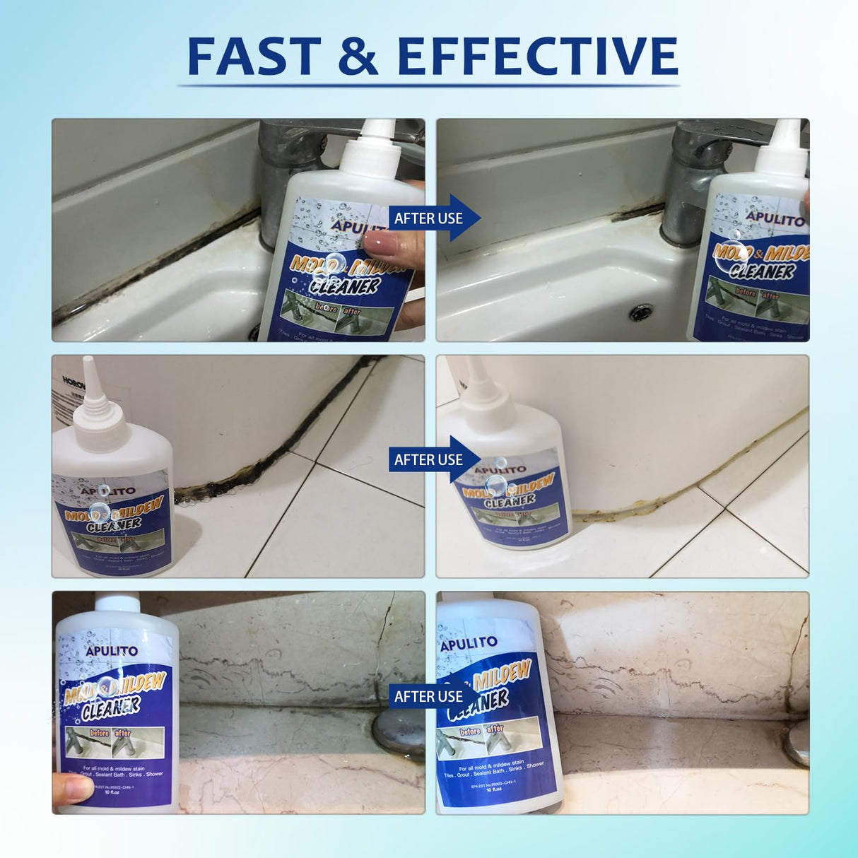 APULITO Household cleaner Gel for Bathroom Shower Kitchen Tile Sink Countertop 10 Fl Oz (Pack of 2)