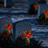 SOWSUN Solar Christmas Decorations Outdoor LED Lights, Xmas Waterproof Cross Stake, Cemetery Grave Decorations,Faux Pine Cones and Foliage Ornament Stakes for Garden Lawn Yard Cemetery, Set of 2