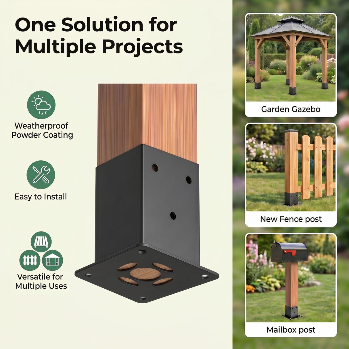 ORIGLE 4x4 Post Base Brackets, 3.58'' x 3.58'', Heavy Duty, 4 Pack