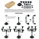 Viscacha 5-Arm Black Metal Candelabra Halloween Taper Holder Decor