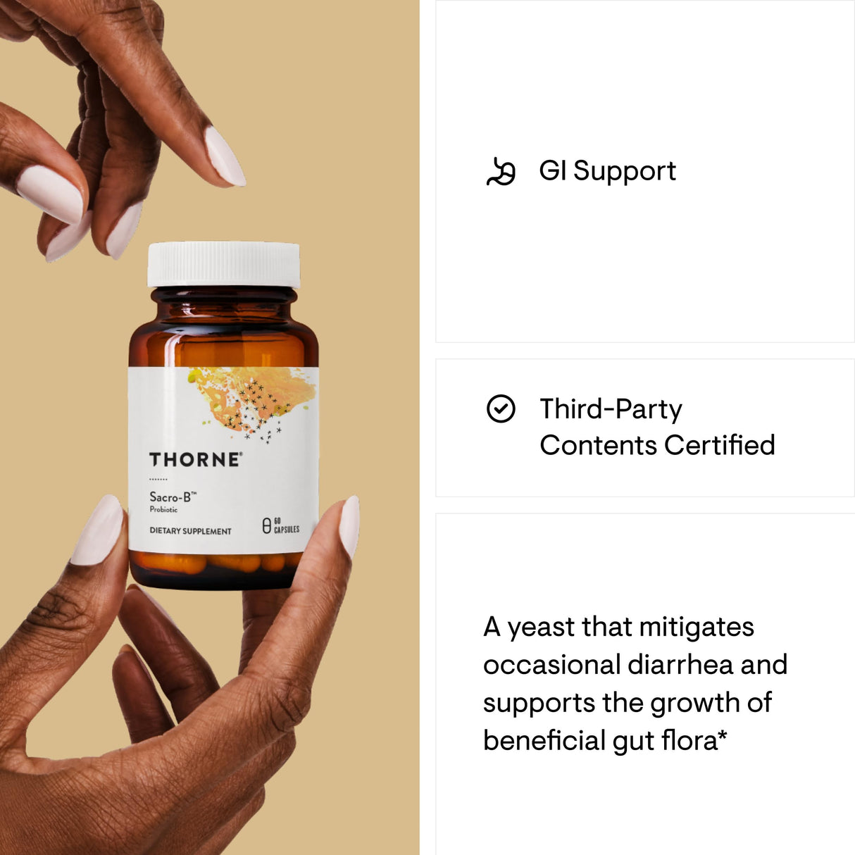 THORNE Sacro-B Probiotic - Support Gut Health, Immune Function & Constipation Relief Probiotics* - Gluten-Free Health Support* - 60 Capsules