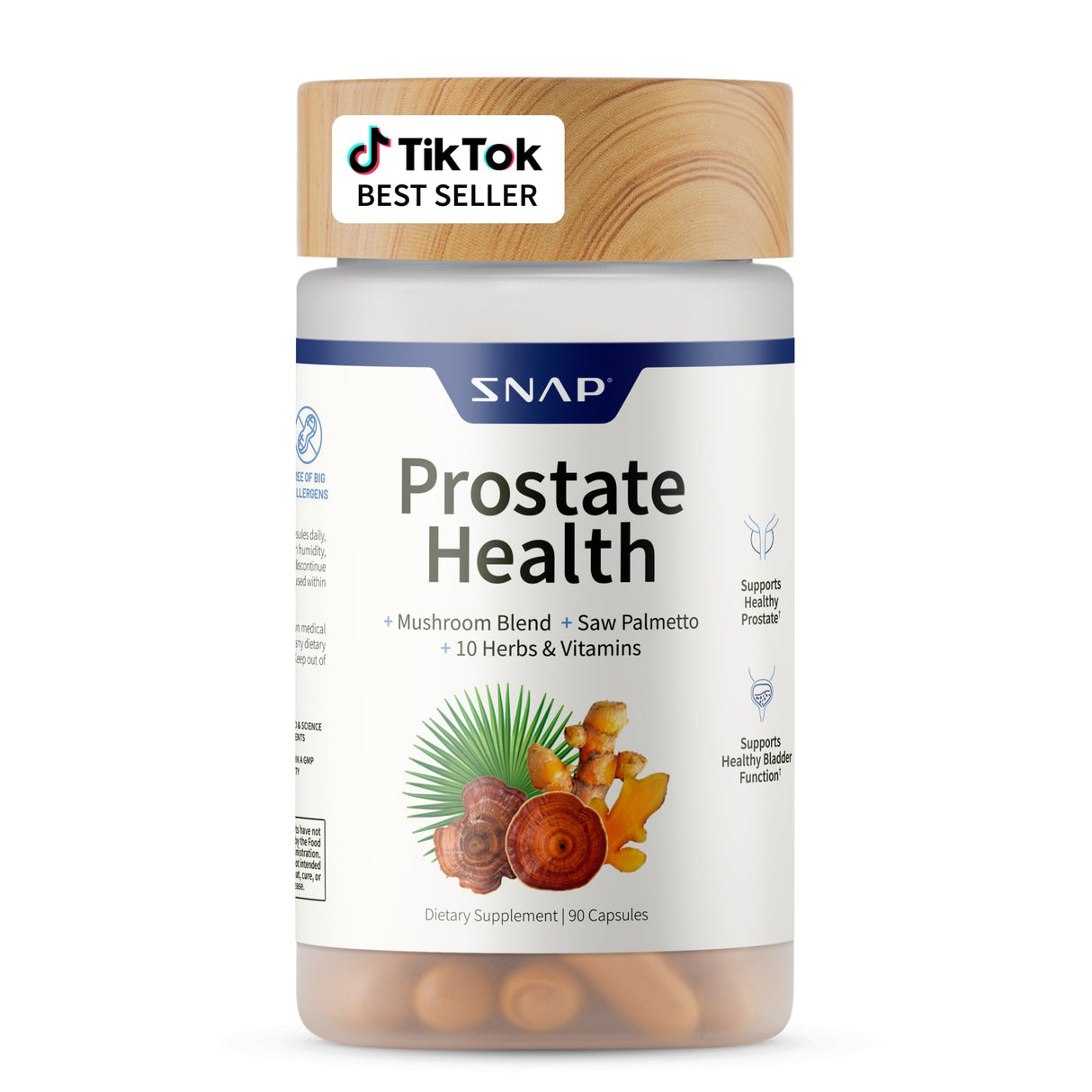 Snap Supplements Prostate Health Support Supplement, Saw Palmetto for Men Plus Stinging Nettle Root, Magnesium Citrate, Zinc and Plant Sterols, Supports Male Urinary Tract Health, 90 Capsules