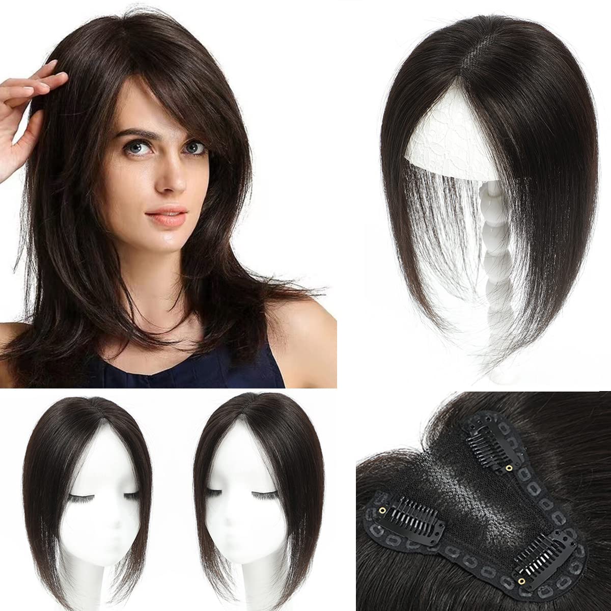 Aimeolyn Hair Toppers for Women Real Human Hair Upgrade Lace Base No Bangs Top Hair Pieces Premium Remy Toppers 12inch