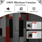 Tyrot Red Black 100% Blackout Curtains for Bedroom 84 inch Long 2 Panels Set Modern Abstract Geometric Black Out Living Room Curtains Christmas Red Thermal Room Darkening Window Drapes, 52Wx84L