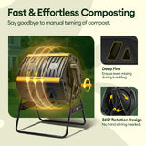 Maygrove Outdoor Compost Bin 53 Gallon, Dual Chamber Large Compost Tumbler for Garden Backyard, with 360° Rotating, Sliding Doors & Solid Steel Frame, Updated Instructions