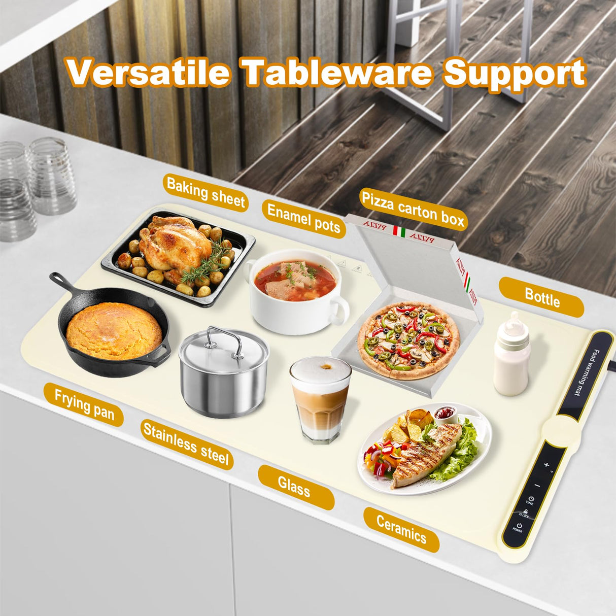 31.8 inches Silicone Warming Mat for Food,248℉ Fast Full Surface Heating Electric Warming Tray, 9 Level Temperature Adjustable Warming Kitchen Mat, Roll Up Food Warmer Mat for Countertop