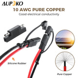 Aupoko 10 AGW 10FT SAE to SAE Solar Extension Cable, Extension Cord with SAE Quick Disconnect/Connect Adapter and SAE Polarity Reverse Adapter for Battery, Motorcycle, Cars, RVs(10 FEET/3M)
