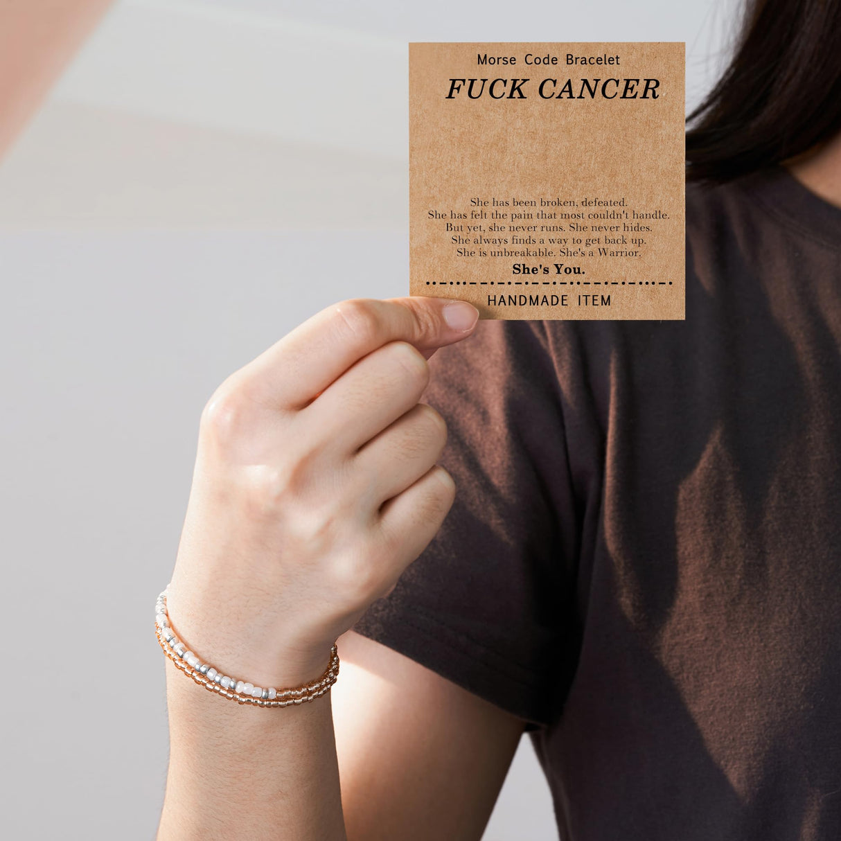 ASKRAIN Cancer Gifts for Women, Morse Code Bracelets Unique Breast Cancer Patients Chemo Survivor Comfort Gifts for Women, Inspirational Uplifting Gift for Female