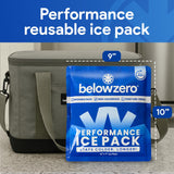 Below Zero Prefilled Reusable Ice Packs for Coolers | Long Lasting Freezer Ice Blocks for Camping, Lunch Bags & More | 48 Hour Cooler Ice Pack Technology | Medium 10”x9” (2-Pack)