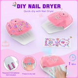 Kids Nail Polish Set for Girls, Non-Toxic Quick Dry Nail Art Salon Kit with Nail Dryer and Peelable Nail Polish,Ideal Gift Toys for Girls Age 6-12