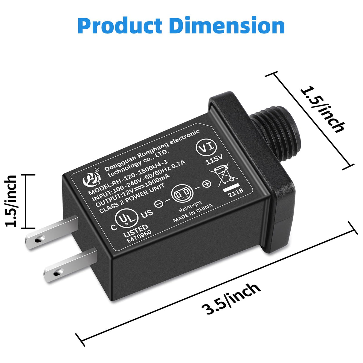 [4Pack] Replacement Yard Inflatable Adapter - 1.5A Transformer US Plug for Halloween Christmas Thanksgiving Inflatables, Class 2 Power Supply 120vac 60hz for LED Light