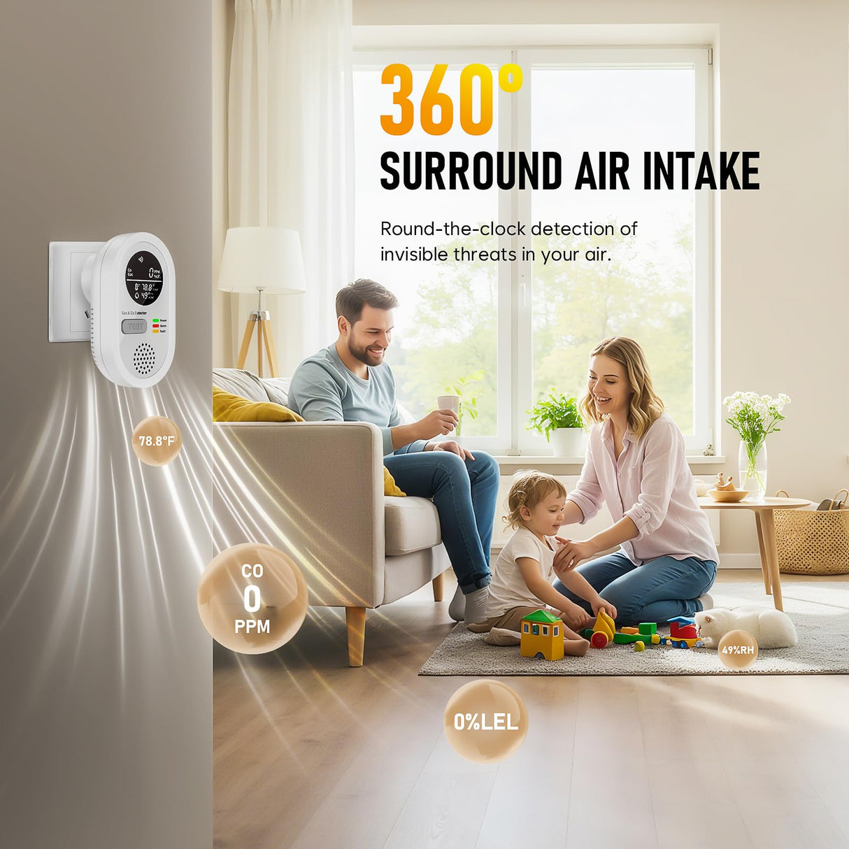2 Packs Carbon Monoxide detectors Plug in Wall, FayLuron Portable Carbon Monoxide Detector for Travel with Temperature & Humidity Display, Carbon Monoxide Alarm for Home/Hotel/RV