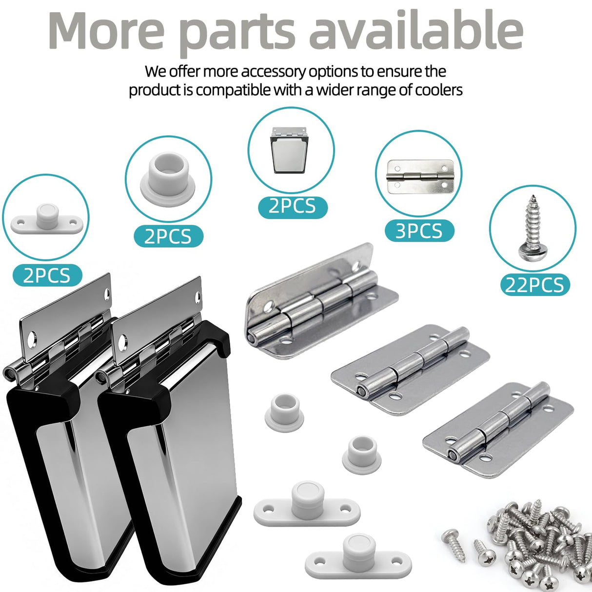 Jexobox Complete Hinges & Latch Replacement Kit for Igloo Coolers - Stainless Steel & ABS Parts with High-Strength Screws, Fits 25-165 Quart Models