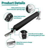 2 PCS Screen and Storm Door Closer Kit, Heavy Duty Pneumatic Screen and Storm Door Closer, Screen and Storm Door Push Button Latch Set Replacement Kit, Adjust Smooth Closing Speed (Black)