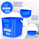 Matthew Red&Green&Blue Detergent and Sanitizing Cleaning Bucket 6 Quart Cleaning Pail,Set of 3 Square Containers,Built-In Spout w/Handle,Wash Rinse Sanitize Handwash Bucket,Incl.3Pcs Microfiber Cloths