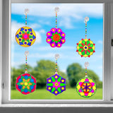 AUEKIV 30 Sets Suncatcher Kit Mandala Suncatchers Window Art Paint Sun Catcher DIY Craft Kits Flower Suncatcher Kit for Summer Decoration Home Activity Art Project Birthday Party Favors