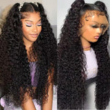 32 Inch Water Wave 13x6 HD Lace Front Wigs Human Hair 200 Density Lace Frontal Wig Human Hair Pre Plucked with Baby Hair Deep Part Curly Wig for Women
